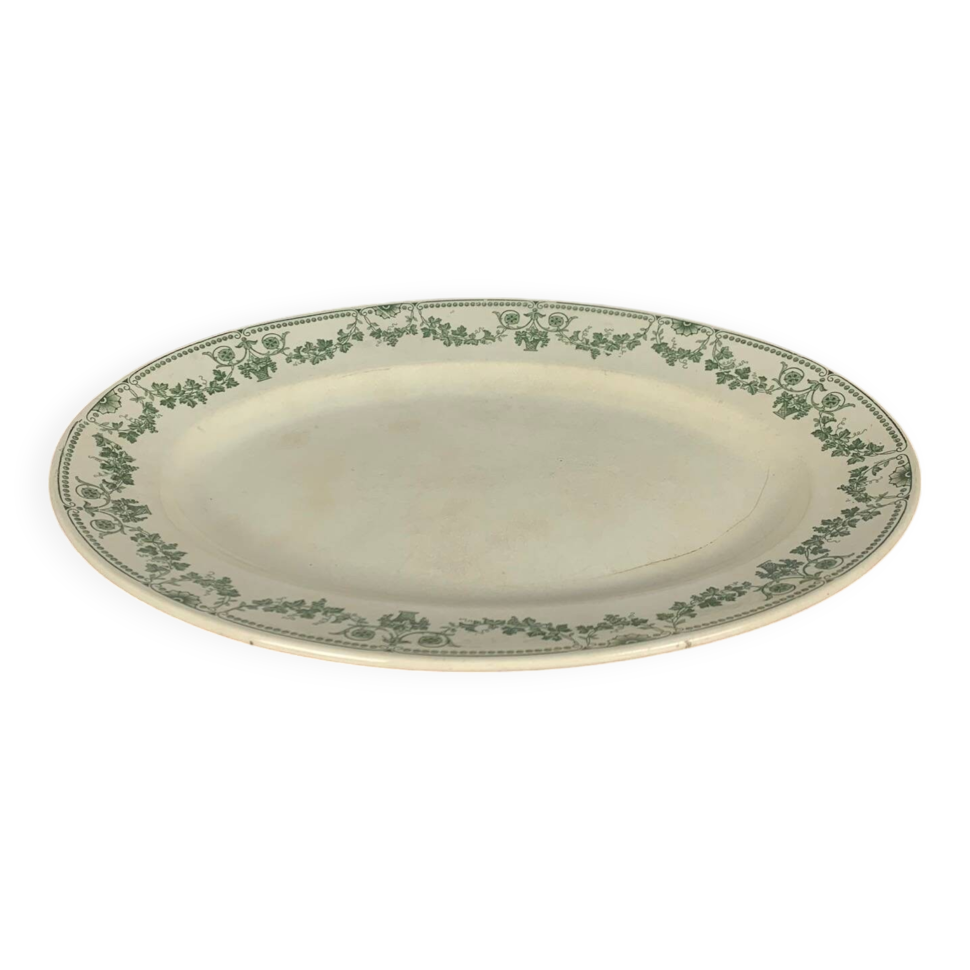 Grand Plat ovale modèle "Champagne ", Badonviller, vert