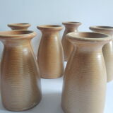 Set of 6 stoneware mazagrans CNP gres village France vintage