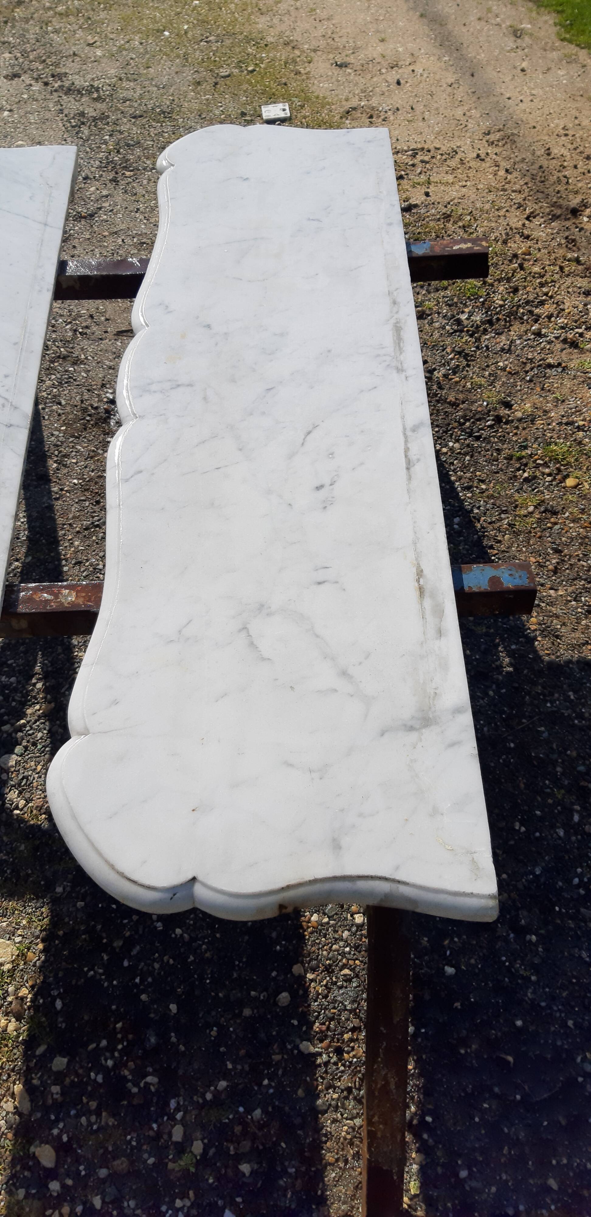 Pair of White Marble Shelves