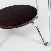 Table basse Bauhaus en chrome et Macassar de Kovona, années 1950.