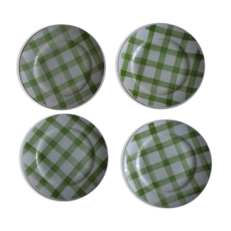 4 plates dessert Moulin des loups Orchies green tiles