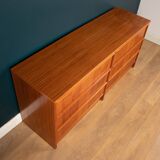Retro teak 1960s restored steens danish double 8 drawer chest of drawers sideboard