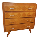 Vintage chest of drawers, compass legs, light wood