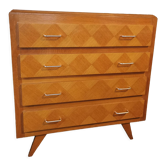 Vintage chest of drawers, compass legs, light wood
