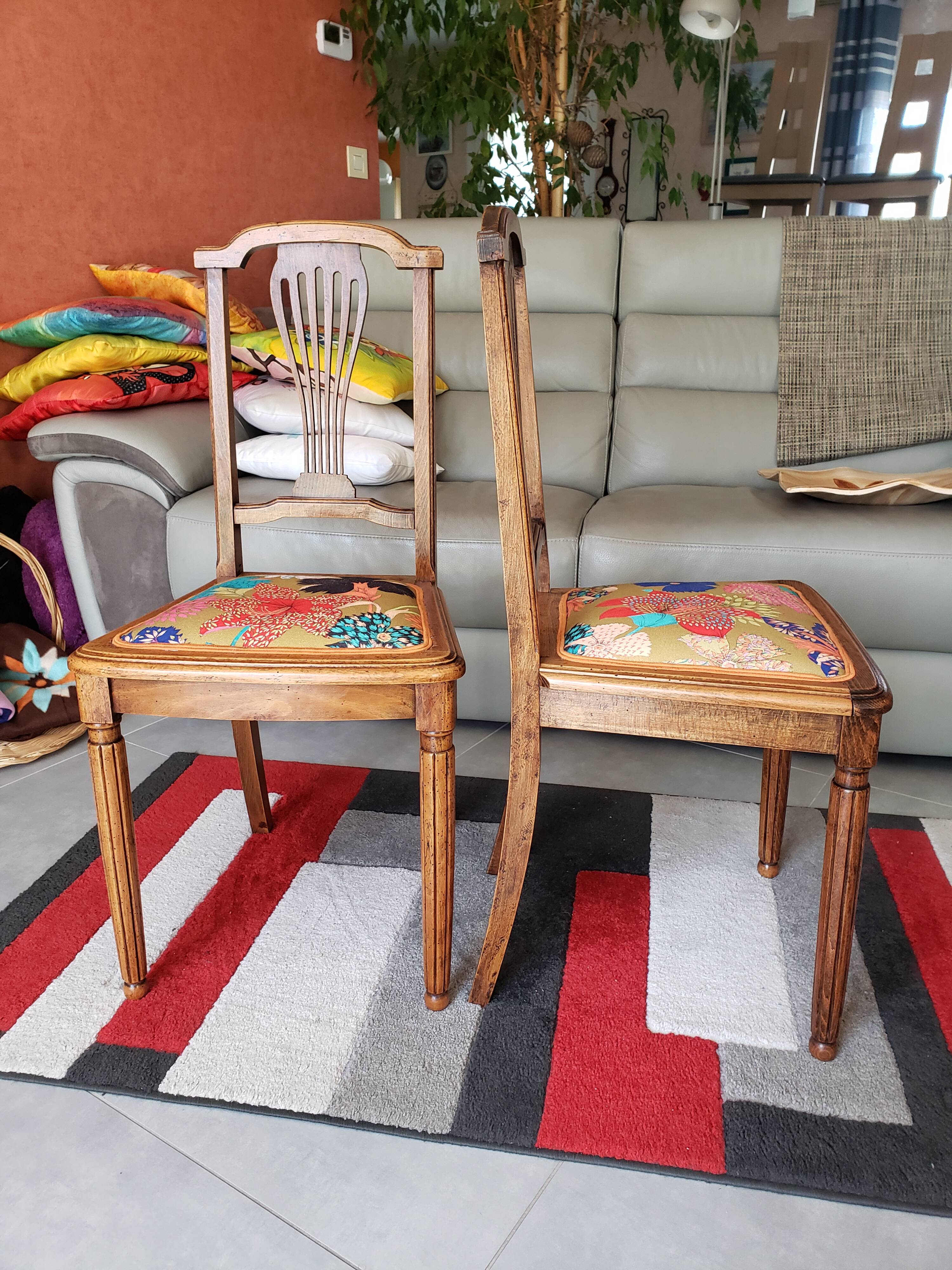 Pair of vintage Louis XVI style chairs from the 19th century