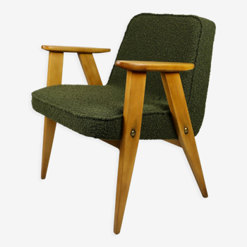 366 olive boucle armchair, 1970s
