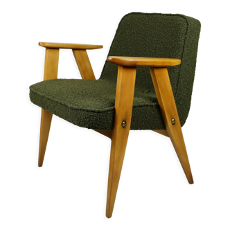 366 olive boucle armchair, 1970s
