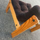 Vintage velvet and pine armchair 1970