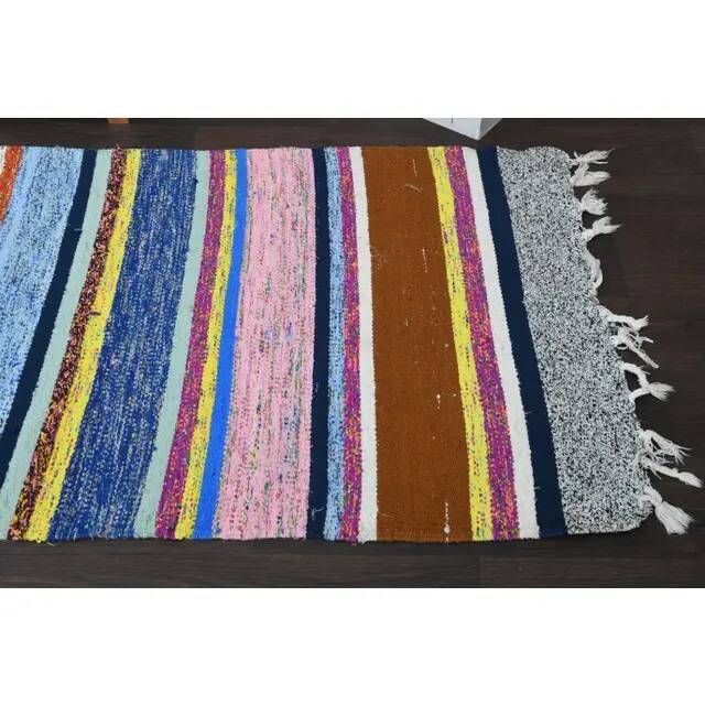 Vintage Turkish Oushak Handmade Wool Cotton Pink Runner Rug 89x266