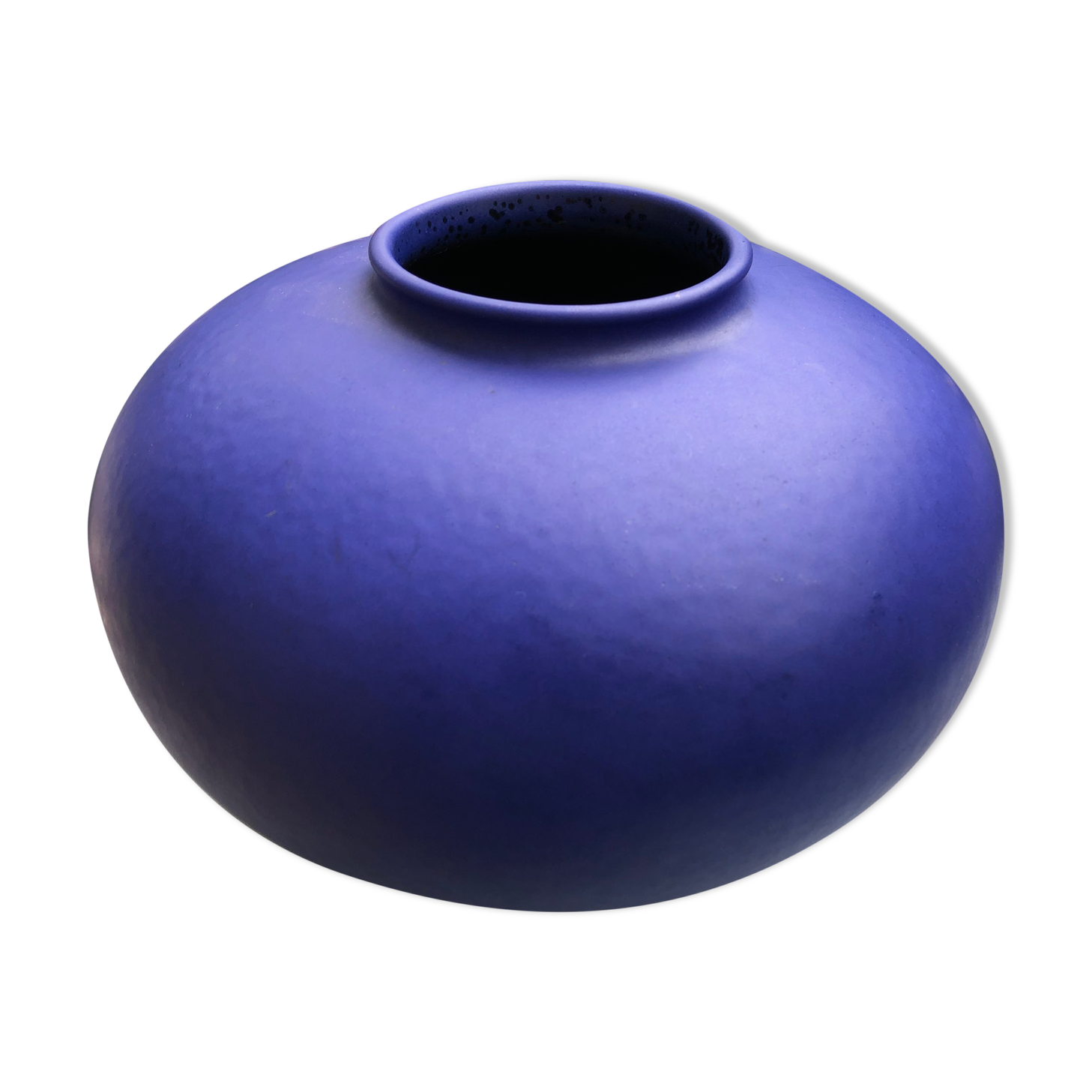Overseas blue ceramic ball vase around 1960