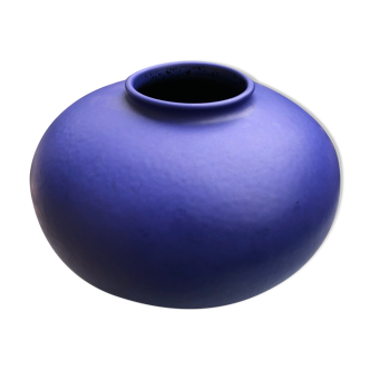 Overseas blue ceramic ball vase around 1960