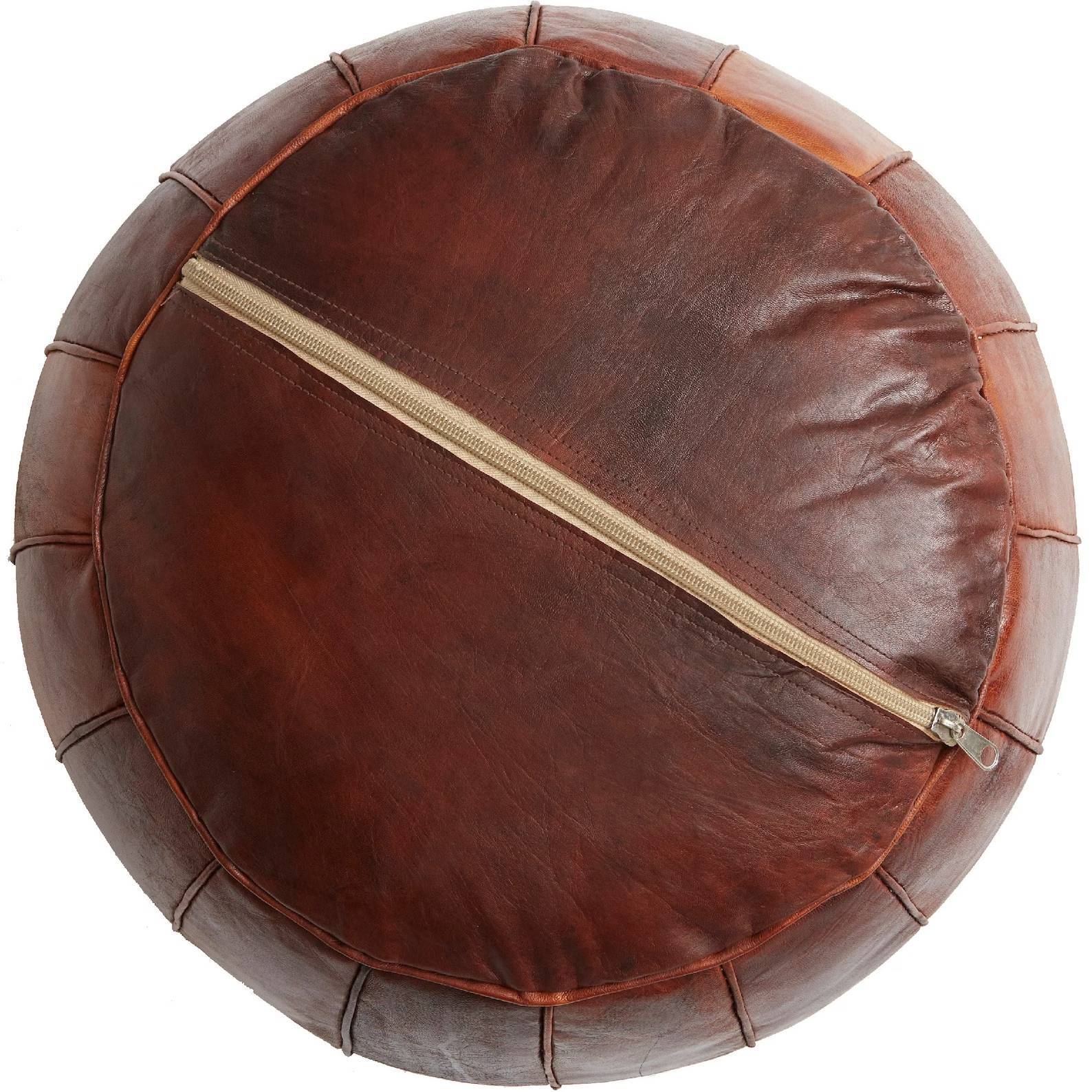 Handcrafted Moroccan Leather Pouf - Handmade - Delivered stuffed - Ottoman, footrest, floor cushion