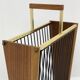 Vintage wooden umbrella stand, brass, 1960s design