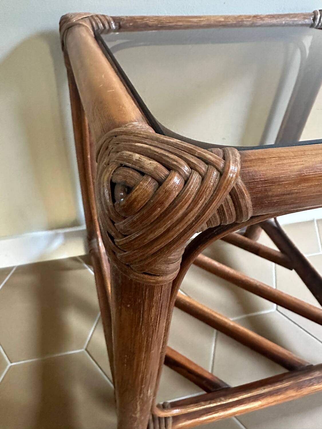 Bamboo and glass table