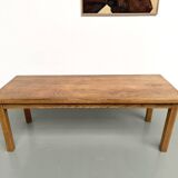 Solid oak farmhouse table, square legs.