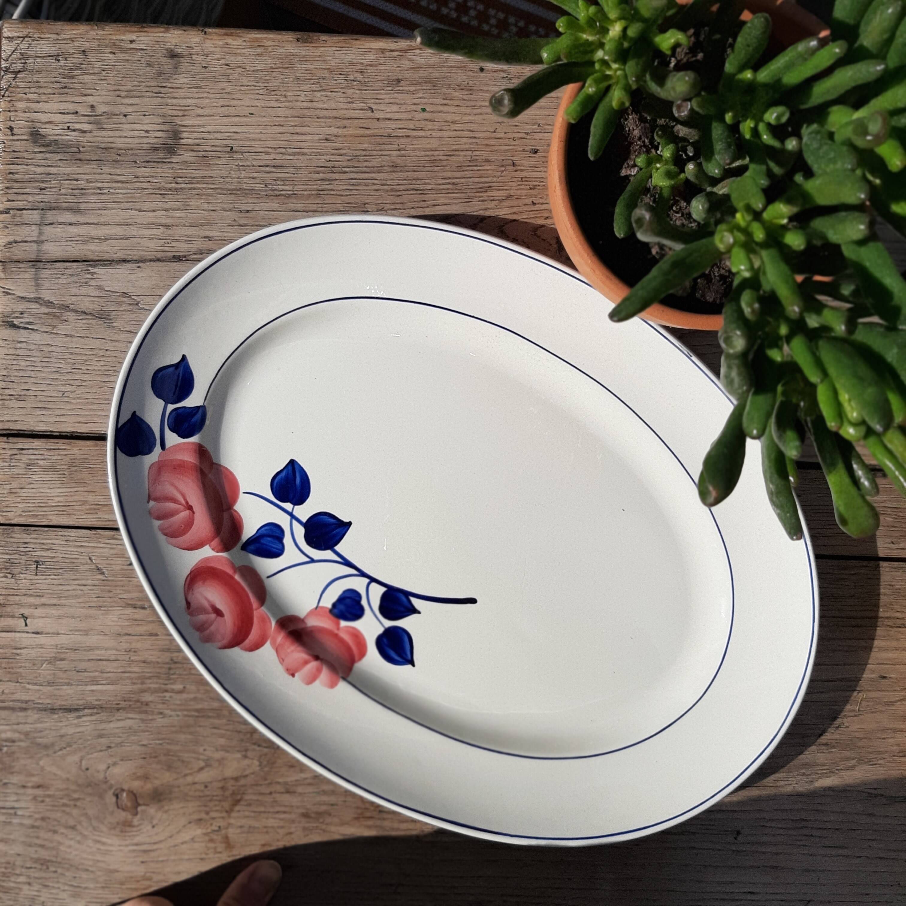 Oval dish HBCM decoration flowers