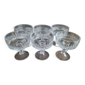 Lot de 6 coupes à champagne en cristal ciselé ancien petite contenance