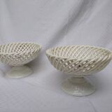 Pair of cut-on-foot in white braided earthenware