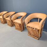 Vintage art populaire mexican dining chairs set of 6, 1970s