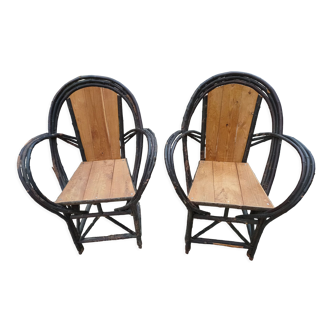 2 fauteuils Christian Astuguevieille modèle "platane"
