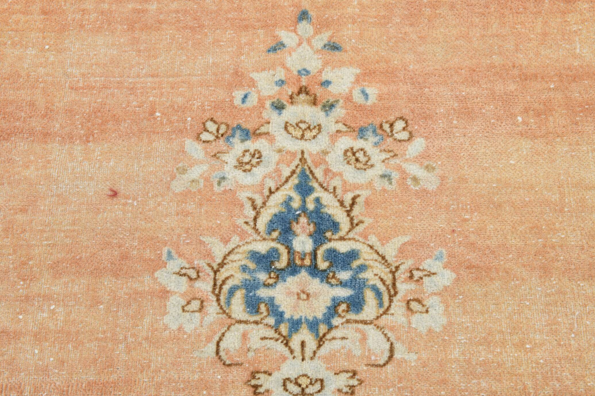 Tapis persan vintage en laine noué main, style classique, motif floral, 300x368.