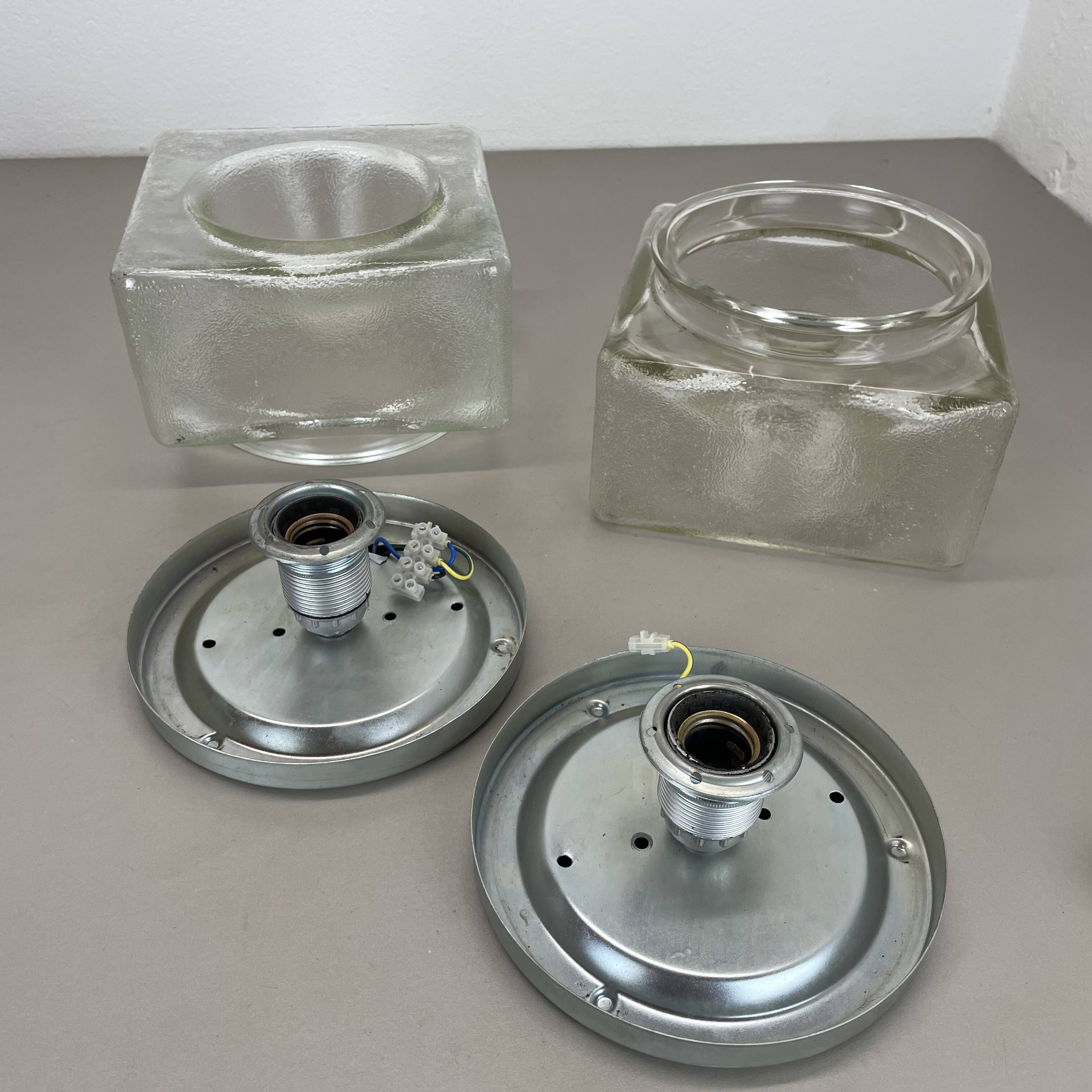 set of 2 CUBIC Ice Glass Ceiling Light, by J. T. Kalmar Lights, Austria
