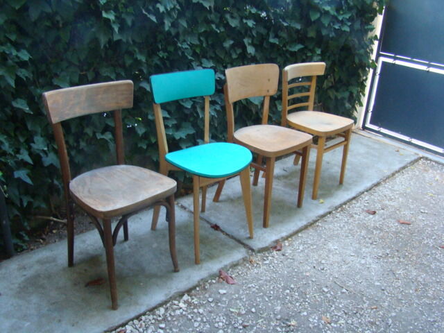 Lot of four old bistro chairs
