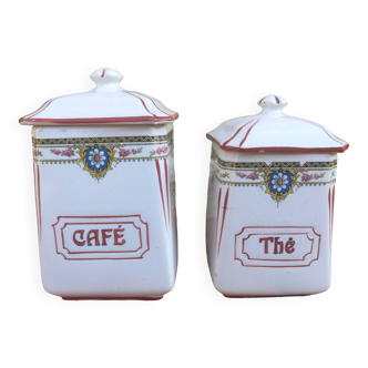 duo de pots anciens en céramique thé café