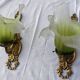 Pair of gilded metal glass paste sconces from the early 20th century