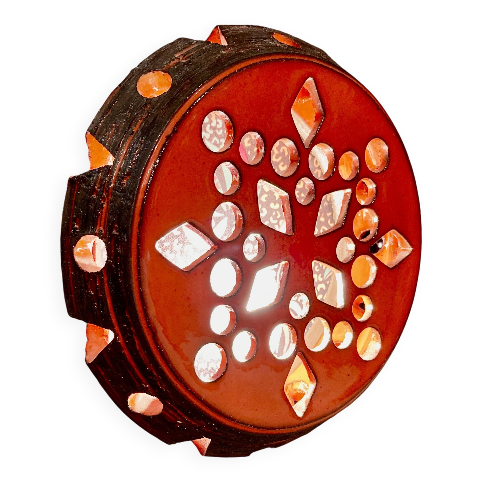 LARGE RED CERAMIC WALL LIGHT DESIGN 1950.