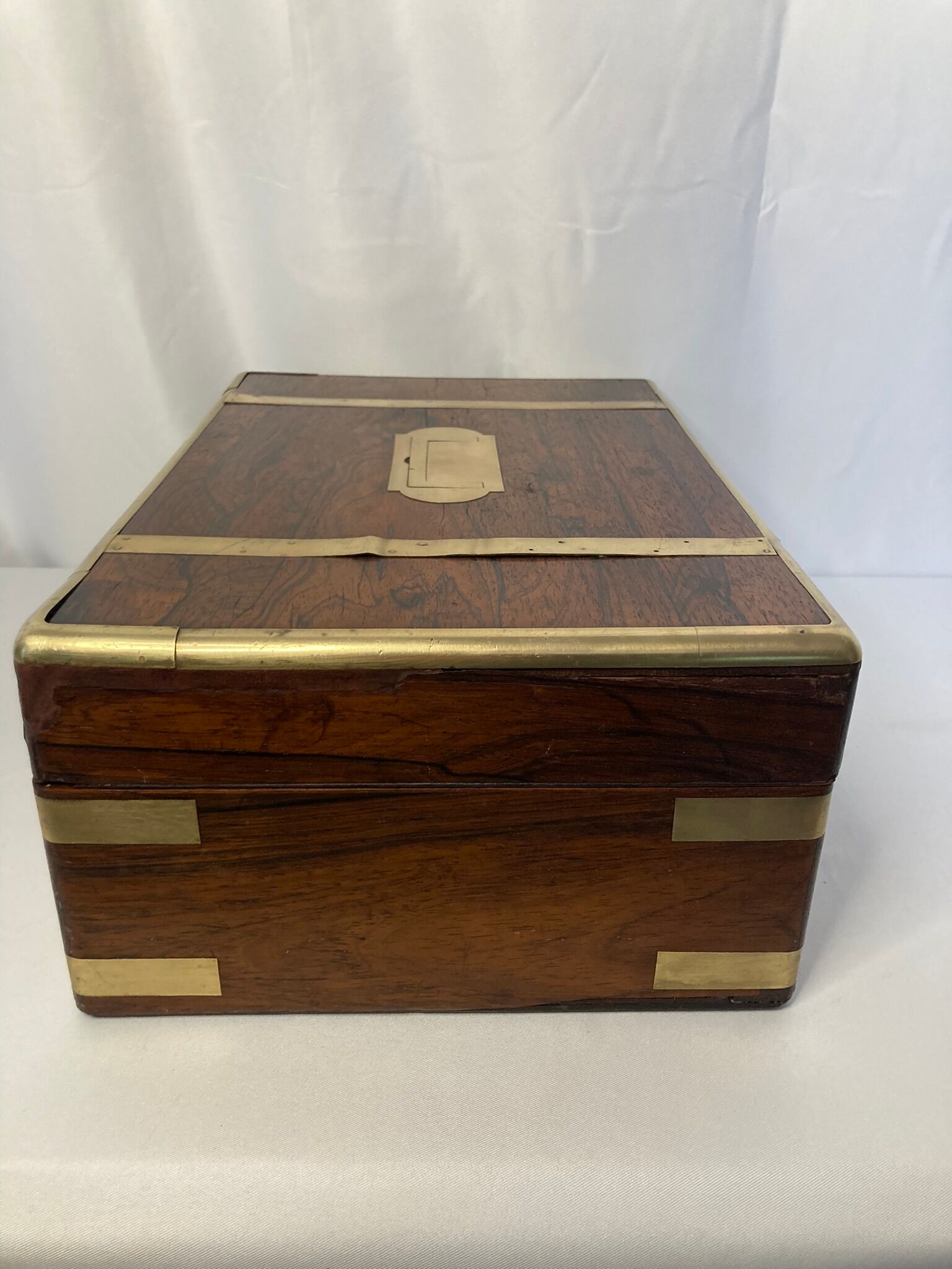 Old travel box solid mahogany writing board and nineteenth century brass