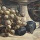 Painting by gaston ploquin (1882-1970) grapes, still life of fruits