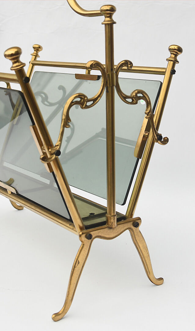 Brass and glass magazine holders