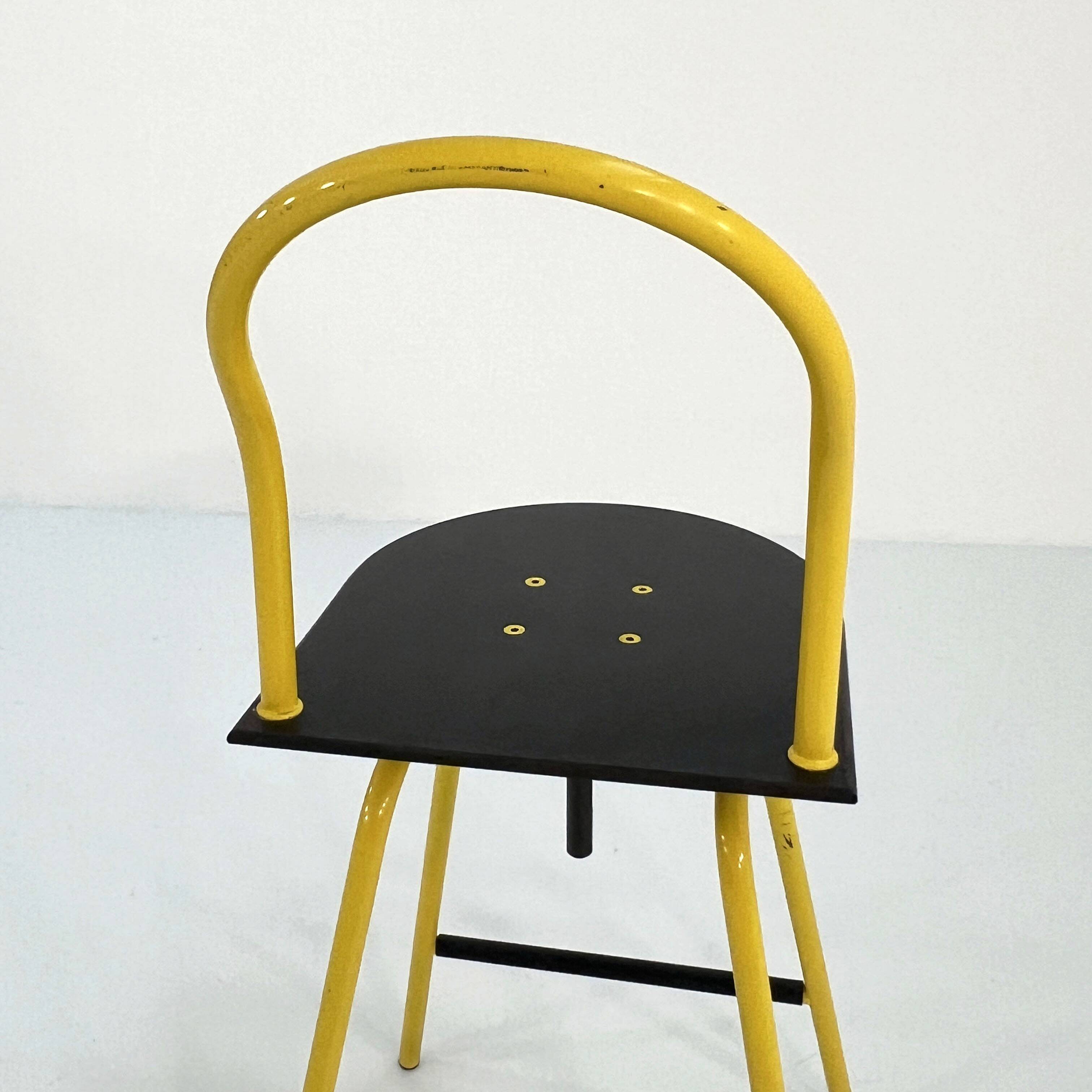 Il Bottone Yellow Adjustable and Swivel Bar Stool by Paolo Parigi for Heron Parigi, 1980