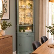Vitrine vaisselier d'angle vert bronze