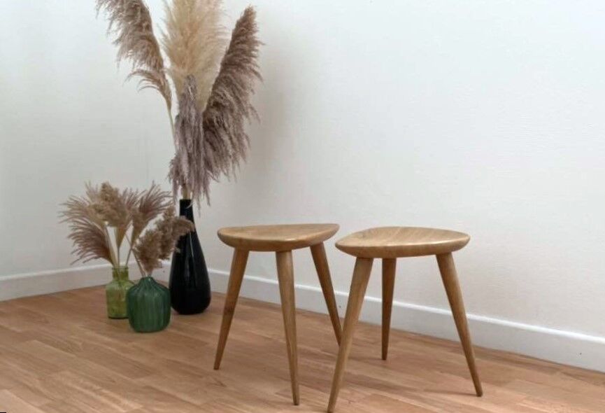Duo of Tripods, 50s in oak