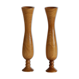 Pair of wooden candlesticks