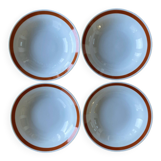 Dessert bowl in white porcelain with orange-brown outline vintage Richard Ginori