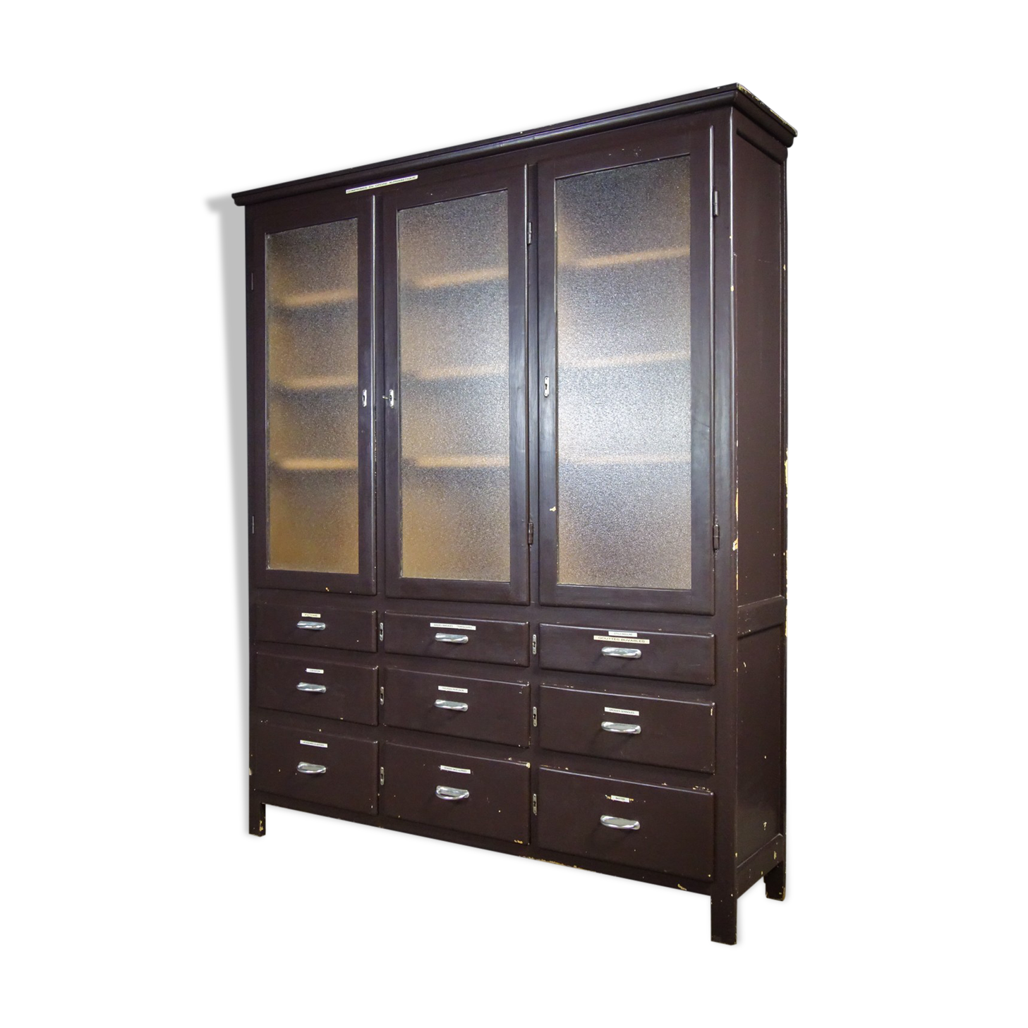 Medical display cabinet with drawers 1950