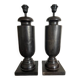 Vintage turned blackened wooden baluster lamp base