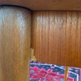 Expandable teak dining table, butterfly extension, circa 60s