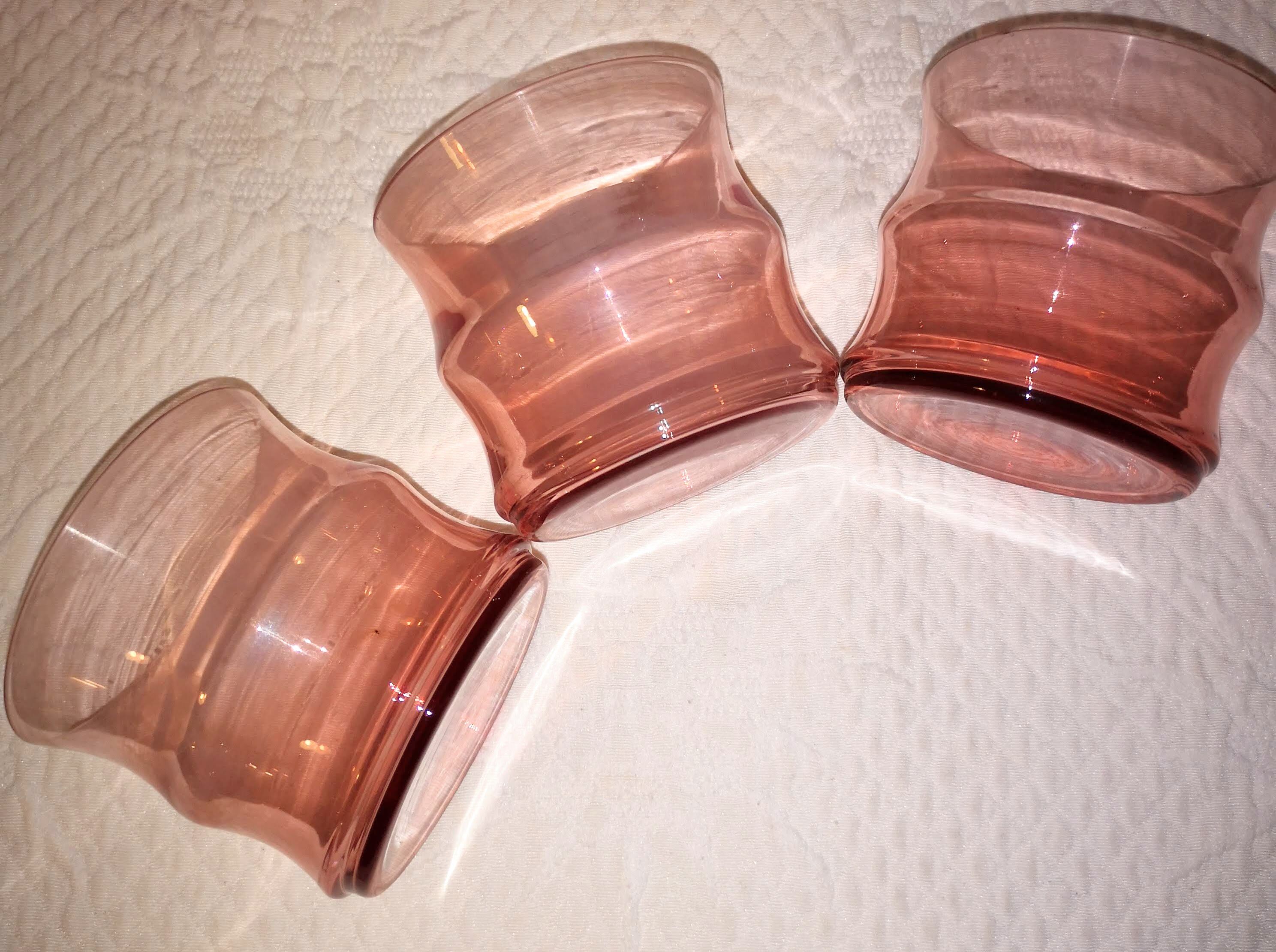 Lot 6 glasses with vintage water pink 50s