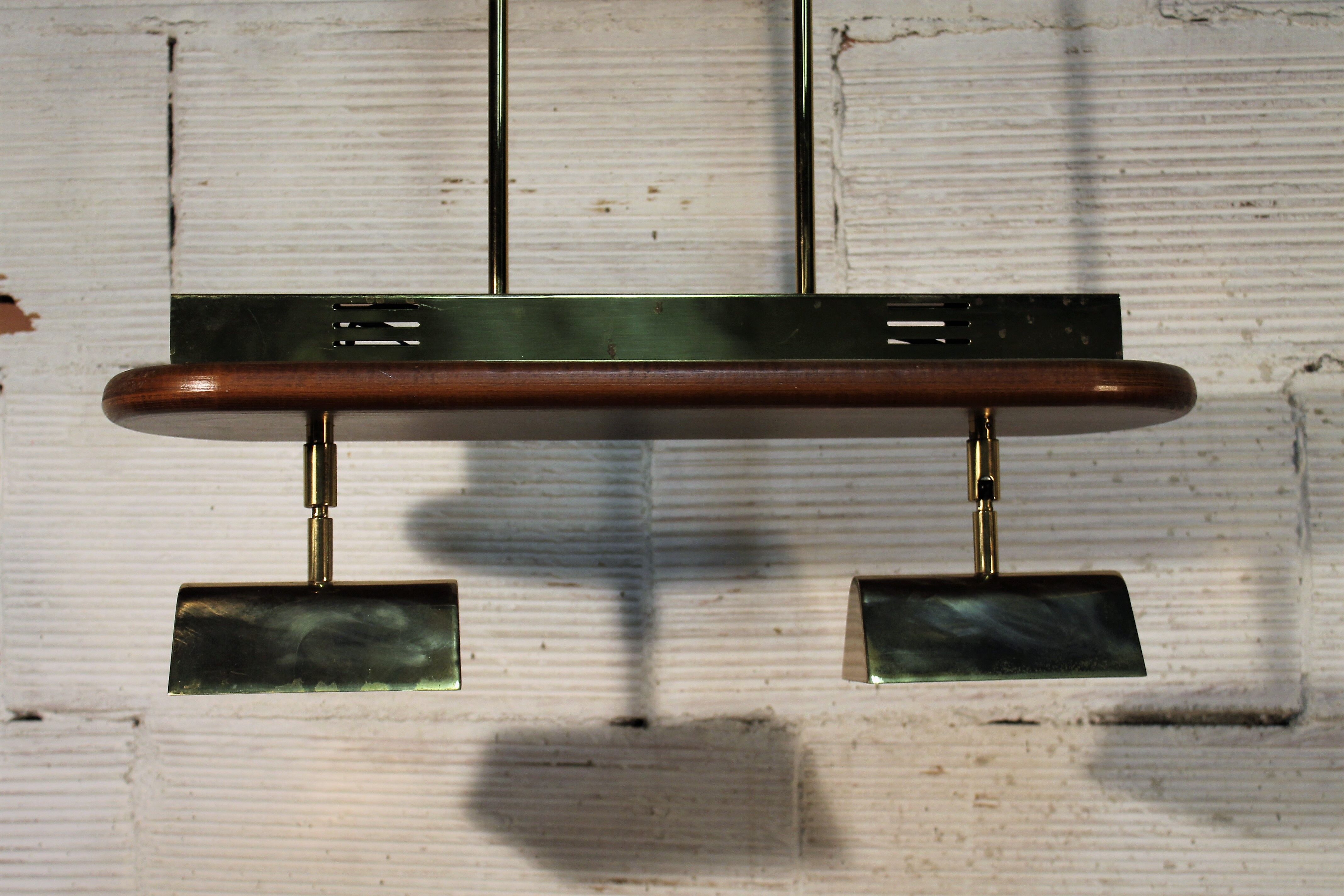 1960s teak & brass pendant