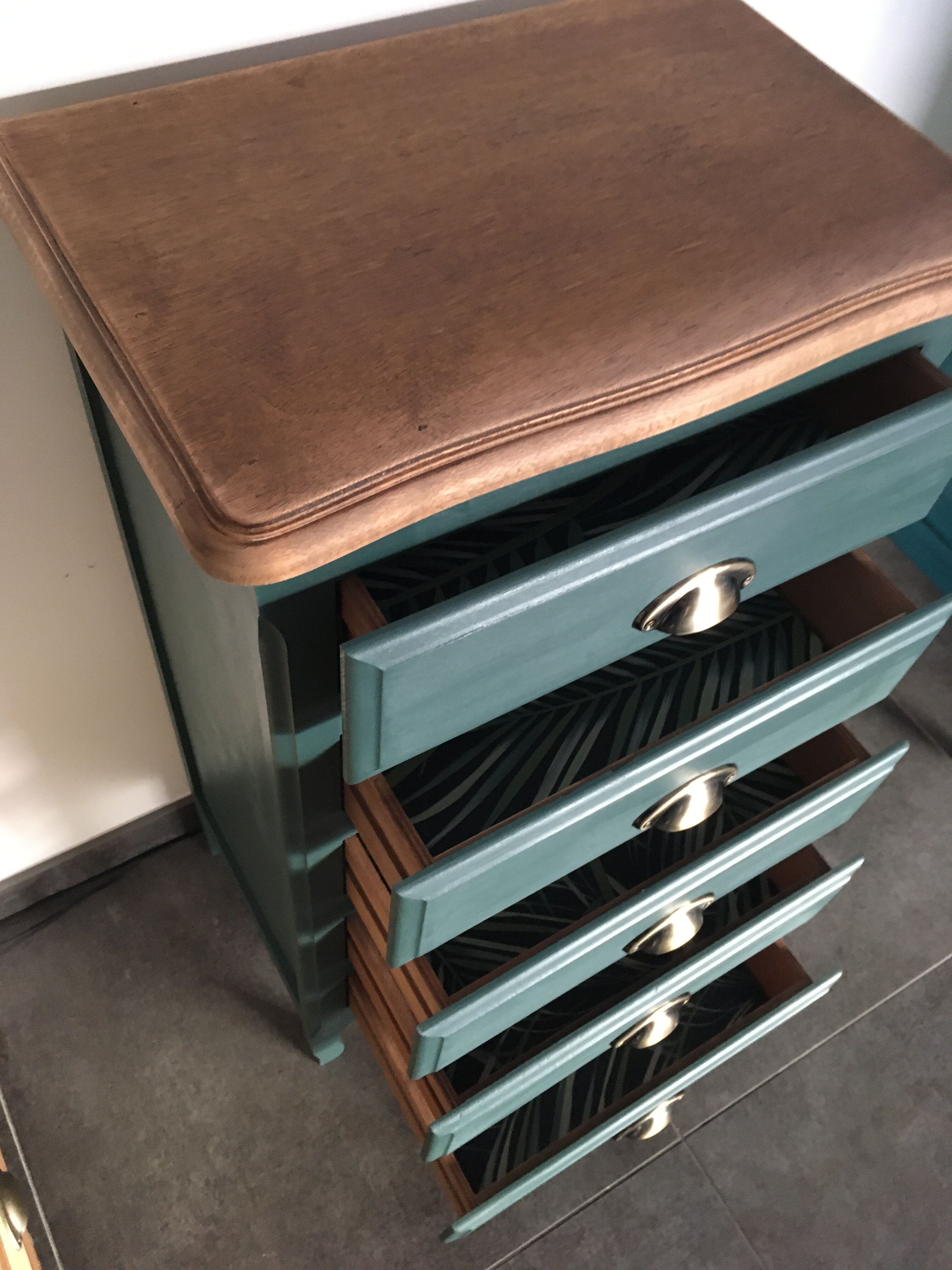 Chiffonnier 5 sage green drawers