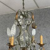 Venetian chandelier with gold and lacquered metal tassels, circa 1940