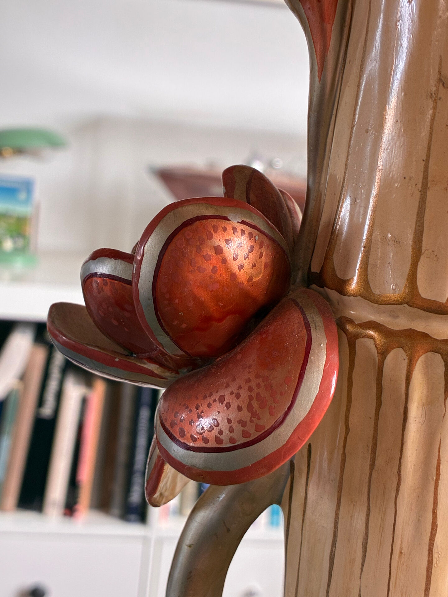 Large ceramic lamp with slip decoration signed F.D.