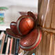 Large ceramic lamp with slip decoration signed F.D.