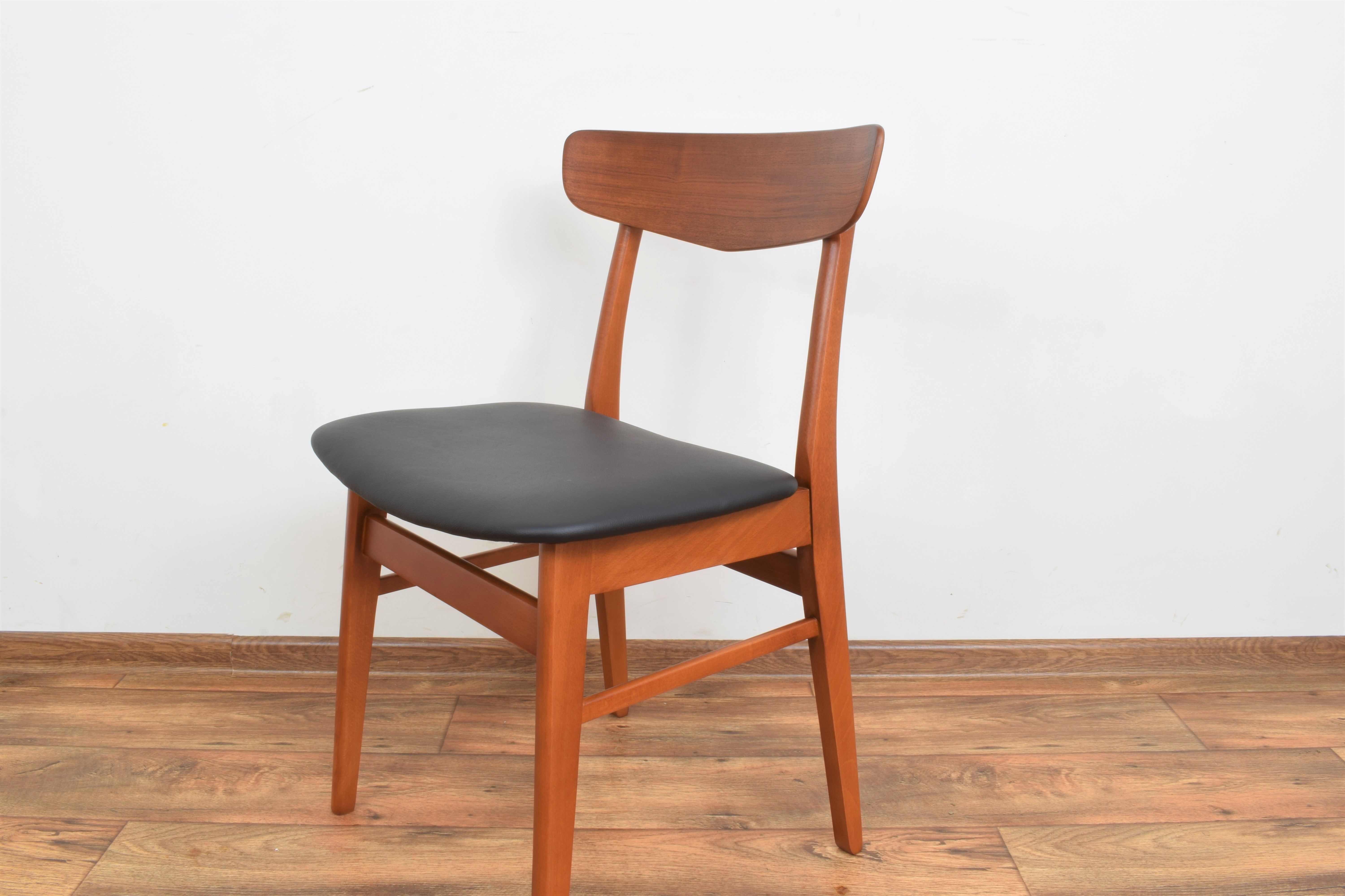 Danish teak & leather dining chairs from falstrup mobler, 1960