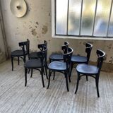 Set of 7 black bistro chairs