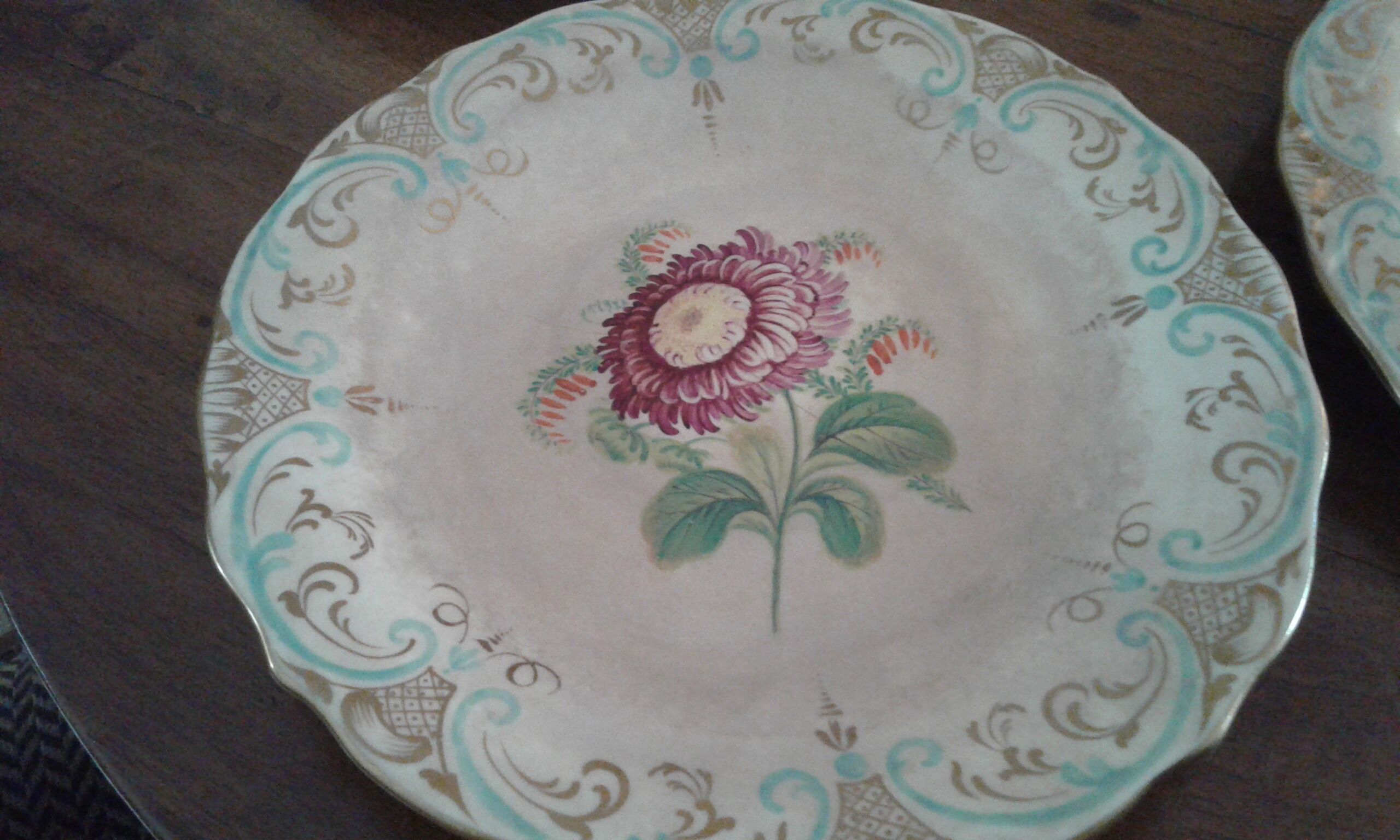 4 Old plates. Flowers. 19th